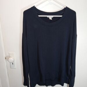 Athleta Coaster Luxe Navy Blue Women's Size L Fleece Sweatshirt